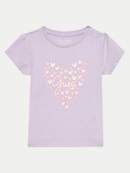 Guess T-Shirt A4GI01 K6YW4 Fioletowy Regular Fit. Fioletowe koszulki dziewczęce Guess, m, z aplikacjami, z bawełny, bez ramiączek. Za 89.99 zł.