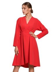 Stylove Sukienka w kolorze czerwonym rozmiar: L. Czerwone sukienki damskie Stylove, l, bez wzorów, z asymetrycznym kołnierzem, bez ramiączek, midi, asymetryczne. Za 122.96 zł.