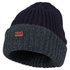 Czapka termiczna męska - jeden rozmiar- 4 sztuki. Niebieskie czapki męskie HEAT KEEPER, bez wzorów, z poliamidu. Za 236.79 zł.