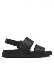 Calvin Klein Sandały Flat Adj Sandal Eyelet HW0HW02488 Czarny. Czarne sandały damskie CALVIN KLEIN, bez wzorów, ze skóry, bez obcasa, na płaskiej podeszwie. Za 309.99 zł.