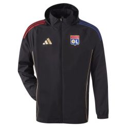 Kurtka dresowa zewnętrzna OL 2025/26. Czarne kurtki męskie OLYMPIQUE LYONNAIS, xs, bez wzorów, z dresówki, sportowe, bez kaptura. Za 268.35 zł.