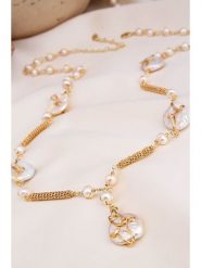 Pierres delicates Pozłacany naszyjnik z perłami - dł. 70 cm rozmiar: onesize. Białe naszyjniki damskie Pierres delicates, pozłacane. Za 196.24 zł.