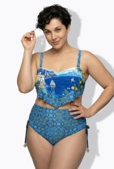 Damskie Bikini wakacje miękkie miseczki regulowane ramiączka z recyklingu. Niebieskie bikini damskie Ulla Popken, bez wzorów, plus size. Za 191.99 zł.