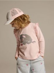 Koszulka Kubuś Puchatek - pastelowy róż. Czerwone koszulki dziewczęce Reserved, m, bez wzorów, z bawełny, bez ramiączek. Za 45.99 zł.