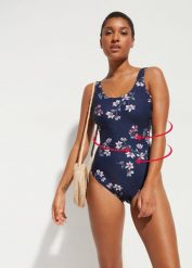 Kostium kąpielowy shape, lekki stopień modelowania sylwetki. Niebieskie stroje jednoczęściowe damskie bonprix, bez wzorów. Za 124.99 zł.