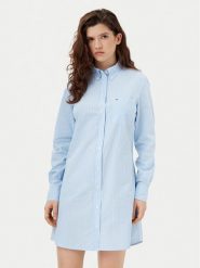 Tommy Jeans Sukienka koszulowa DW0DW20334 Niebieski Regular Fit. Niebieskie sukienki damskie Tommy Jeans, m, bez wzorów, z bawełny, bez kołnierzyka, bez ramiączek, koszulowe. Za 259.99 zł.