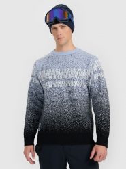 4F Sweter męski - granatowy XL. Niebieskie swetry męskie 4f, m, z aplikacjami, z wełny, bez kołnierzyka. Za 299.99 zł.