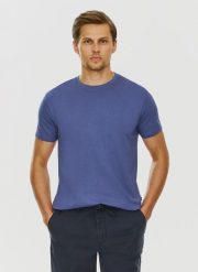 PAKO LORENTE – Bawełniany granatowy t-shirt z okrągłym dekoltem. Niebieskie t-shirty męskie Pako Lorente, xl, bez wzorów, z bawełny, bez kołnierzyka. Za 49.99 zł.