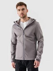 4F Kurtka softshell wiatroodporna membrana 5 000 męska - szara L. Szare kurtki męskie 4f, l, bez wzorów, z dzianiny, z kapturem. Za 299.99 zł.