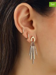 Miu Silver Pozłacane kolczyki (3 szt.) z cyrkoniami rozmiar: onesize. Szare kolczyki damskie Miu Silver, z cyrkonią, pozłacane. Za 56.99 zł.