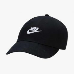 Czapka Nike Club Unstructured Futura Wash Cap, Dla obu płci. Czarne czapki męskie Nike, bez wzorów, z bawełny, sportowe. Za 94.99 zł.