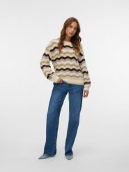 Vero Moda Sweter w kolorze beżowo-brązowym rozmiar: XS. Brązowe swetry klasyczne damskie Vero Moda, s, z materiału, bez kołnierzyka. Za 74.11 zł.