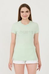 GUESS Zielony t-shirt Sangallo Tee. Zielone t-shirty damskie Guess, s, z aplikacjami, bez kołnierzyka. W wyprzedaży za 166.99 zł.