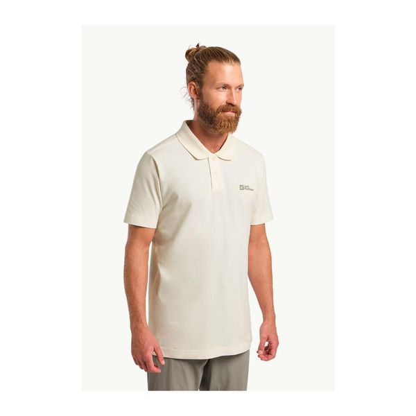 Koszulka polo męska Jack Wolfskin Essential. Białe koszulki polo męskie Jack Wolfskin, m, bez wzorów, bez ramiączek. Za 219.99 zł.