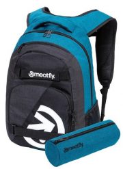 Plecak Exile 24L na laptopa – petrol/charcoal heather Meatfly + piórnik. Niebieskie plecaki damskie Meatfly, bez wzorów, z materiału, biznesowe. Za 237.99 zł.