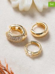 Lodie Silver Pozłacane kolczyki-kreole (3 szt.) z cyrkoniami rozmiar: onesize. Szare kolczyki damskie Lodie Silver, z cyrkonią, metalowe. Za 56.99 zł.