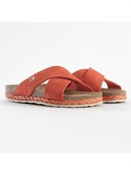 Sunbay Skórzane klapki "Broome" w kolorze pomarańczowym rozmiar: 39. Pomarańczowe klapki damskie Sunbay, bez wzorów, bez obcasa. Za 128.55 zł.