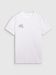 4F T-shirt regular z nadrukiem męski - biały M. Białe t-shirty męskie 4f, m, bez wzorów, z bawełny, bez kołnierzyka. Za 59.99 zł.