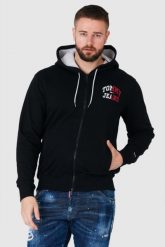 TOMMY JEANS Czarna bluza męska na zamek z dużym logo. Czarne bluzy z kapturem męskie Tommy Jeans, m, z jeansu. W wyprzedaży za 299.99 zł.