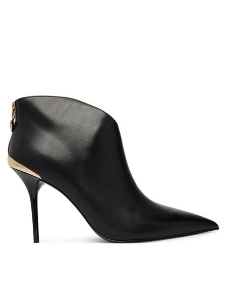 LOVE MOSCHINO Botki JA21069G1PIA0000 Czarny. Czarne botki damskie Love Moschino, ze skóry, bez obcasa, na szpilce, bez zapięcia. Za 1,339.00 zł.