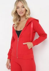 Czerwona Bluza Rozsuwana z Kapturem Ecula. Czerwone bluzy z kapturem damskie Born2be, xl. Za 74.99 zł.