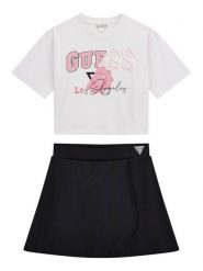 Guess Komplet t-shirt i spódniczka J5YG00 K6YW4 Biały Classic Fit. Białe koszulki dziewczęce Guess, z aplikacjami, z bawełny, bez ramiączek. Za 119.99 zł.