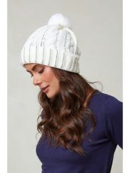 Soft Cashmere Czapka w kolorze białym rozmiar: onesize. Białe czapki zimowe damskie Soft Cashmere, ze skóry. Za 105.38 zł.