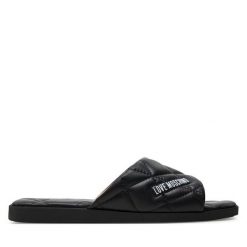 Klapki LOVE MOSCHINO. Czarne klapki damskie Love Moschino, bez wzorów, bez obcasa. Za 489.99 zł.