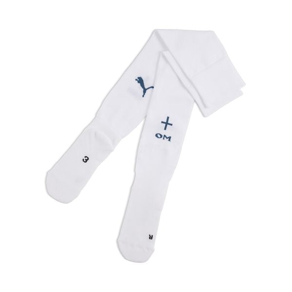 Męskie gładkie skarpety Olympique Marsylia PUMA White Ocean Tropic Blue. Białe skarpetki męskie Puma, bez wzorów. Za 119.00 zł.