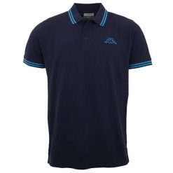 Koszulka polo, męska z krótkim rękawem Kappa Polo Shirt. Niebieskie koszulki polo męskie Kappa, m, bez wzorów, z bawełny, bez ramiączek. Za 79.99 zł.