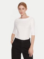 Calvin Klein Bluzka LV044C217G Biały Slim Fit. Białe bluzki damskie CALVIN KLEIN, m, bez wzorów, z bawełny, bez ramiączek. Za 179.99 zł.