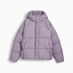 Kurtka z kapturem damska Puma DOWN PUFFER fioletowa r L. Fioletowe kurtki damskie Puma, l, bez wzorów, z materiału, z kapturem. Za 508.50 zł.