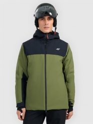4F Kurtka narciarska membrana 8000 męska - khaki 3XL. Brązowe kurtki męskie 4f, na zimę, m, bez wzorów, z materiału, bez kaptura. Za 599.99 zł.