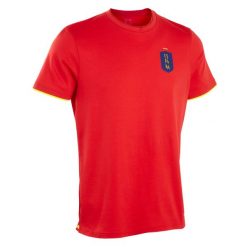 Koszulka do piłki nożnej Kipsta FF100 Hiszpania 2024. Czerwone t-shirty sportowe męskie KIPSTA, l, z bawełny, bez ramiączek, do piłki nożnej. W wyprzedaży za 49.99 zł.