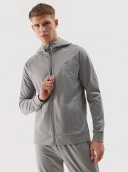 4F Bluza treningowa rozpinana z kapturem męska - szara XXL. Szare bluzy sportowe męskie 4f, bez wzorów, z dzianiny, sportowe, bez kołnierzyka, bez ramiączek. W wyprzedaży za 99.99 zł.