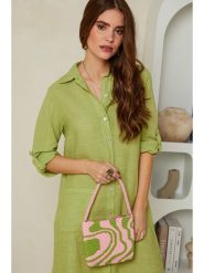 Le Monde du Lin Lniana sukienka w kolorze zielonym rozmiar: 40/42. Zielone sukienki damskie Le Monde du Lin, bez wzorów, ze lnu, bez kołnierzyka, bez ramiączek, midi. Za 173.99 zł.