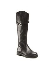 Sergio Bardi Kozaki WI16-A1013-06SB Czarny. Czarne kozaki damskie Sergio Bardi, ze skóry, bez obcasa, na płaskiej podeszwie. Za 299.99 zł.