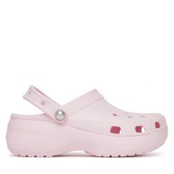 Klapki Crocs. Czerwone klapki damskie Crocs, bez wzorów, bez obcasa. Za 189.99 zł.