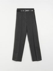 Spodnie z przeszytym kantem - szary. Szare spodnie materiałowe damskie Sinsay, bez wzorów. Za 59.99 zł.