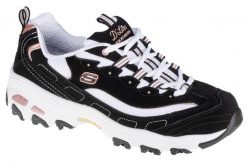 Buty sportowe Sneakersy damskie, Skechers D'Lites Devoted Fan. Czarne buty sportowe na co dzień damskie Skechers, bez wzorów, z materiału, trekkingowe. Za 289.99 zł.