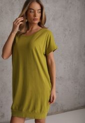 Ciemnozielona T-shirtowa Sukienka Pudełkowa z Elastycznej Bawełny Ellensa. Zielone sukienki damskie Renee, l, bez wzorów, z bawełny, wakacyjne, bez kołnierzyka, bez ramiączek, mini. Za 49.99 zł.
