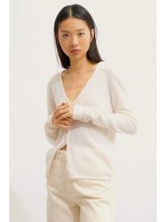 AUTHENTIC CASHMERE Kaszmirowy kardigan "Chalais" w kolorze kremowym rozmiar: S. Brązowe kardigany damskie AUTHENTIC CASHMERE, s, bez wzorów, z kaszmiru. Za 347.99 zł.