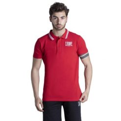 Męska koszulka polo z krótkim rękawem Summer Basic. Czerwone koszulki polo męskie LEONE 1947 APPAREL, l, bez wzorów, z tkaniny, bez ramiączek. Za 98.51 zł.