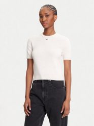 Tommy Jeans Sweter Essential DW0DW19336 Beżowy Regular Fit. Brązowe swetry klasyczne damskie Tommy Jeans, xl, z bawełny, bez kołnierzyka. Za 289.99 zł.