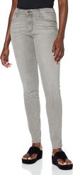 SPODNIE DAMSKIE WRANGLER SKINNY GREY AS ICE W28KQG72E 112128325. Szare spodnie materiałowe damskie Wrangler, bez wzorów, z jeansu. Za 199.99 zł.