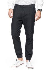 TOM TAILOR SPODNIE MĘSKIE VERNON TAPERED JOGGING PANTS BLACK. Czarne spodnie materiałowe męskie Tom Tailor, bez wzorów, z materiału, eleganckie. W wyprzedaży za 59.99 zł.