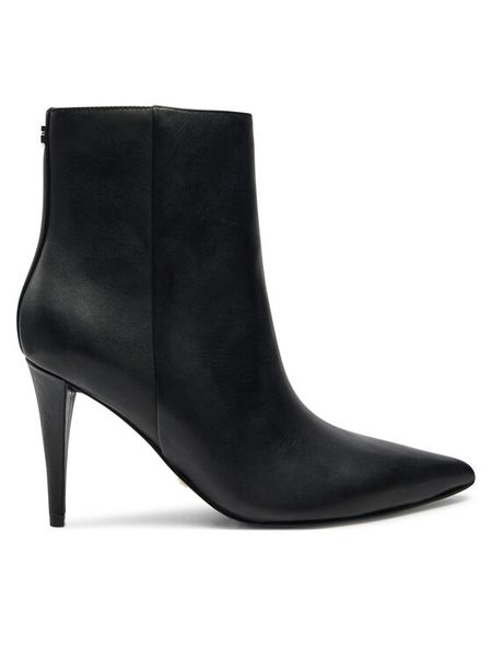 Guess Botki Slinks FLFSLI LEA10 Czarny. Czarne botki damskie Guess, ze skóry, bez obcasa, na szpilce, bez zapięcia. Za 589.99 zł.