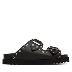 Klapki Scholl. Czarne klapki damskie Scholl, bez wzorów, bez obcasa. Za 505.99 zł.