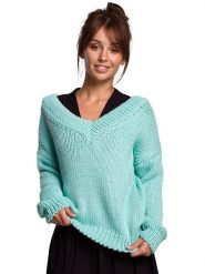 Be Wear Sweter w kolorze miętowym rozmiar: S/M. Zielone swetry klasyczne damskie Be Wear, m, z wełny, bez kołnierzyka. Za 219.45 zł.