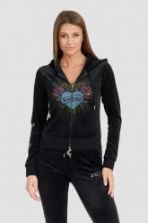 JUICY COUTURE Czarna damska bluza Sacred Heart Robertson Hoodie. Czarne bluzy z kapturem damskie Juicy Couture, s, z elastanu. W wyprzedaży za 440.99 zł.